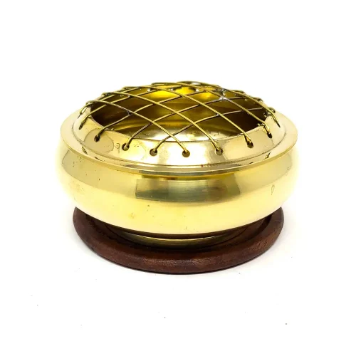 Quemador de carbón dorado  con base